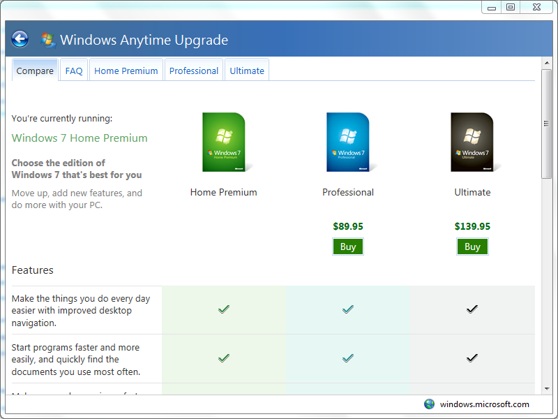 windows 7 anytime upgrade cost
